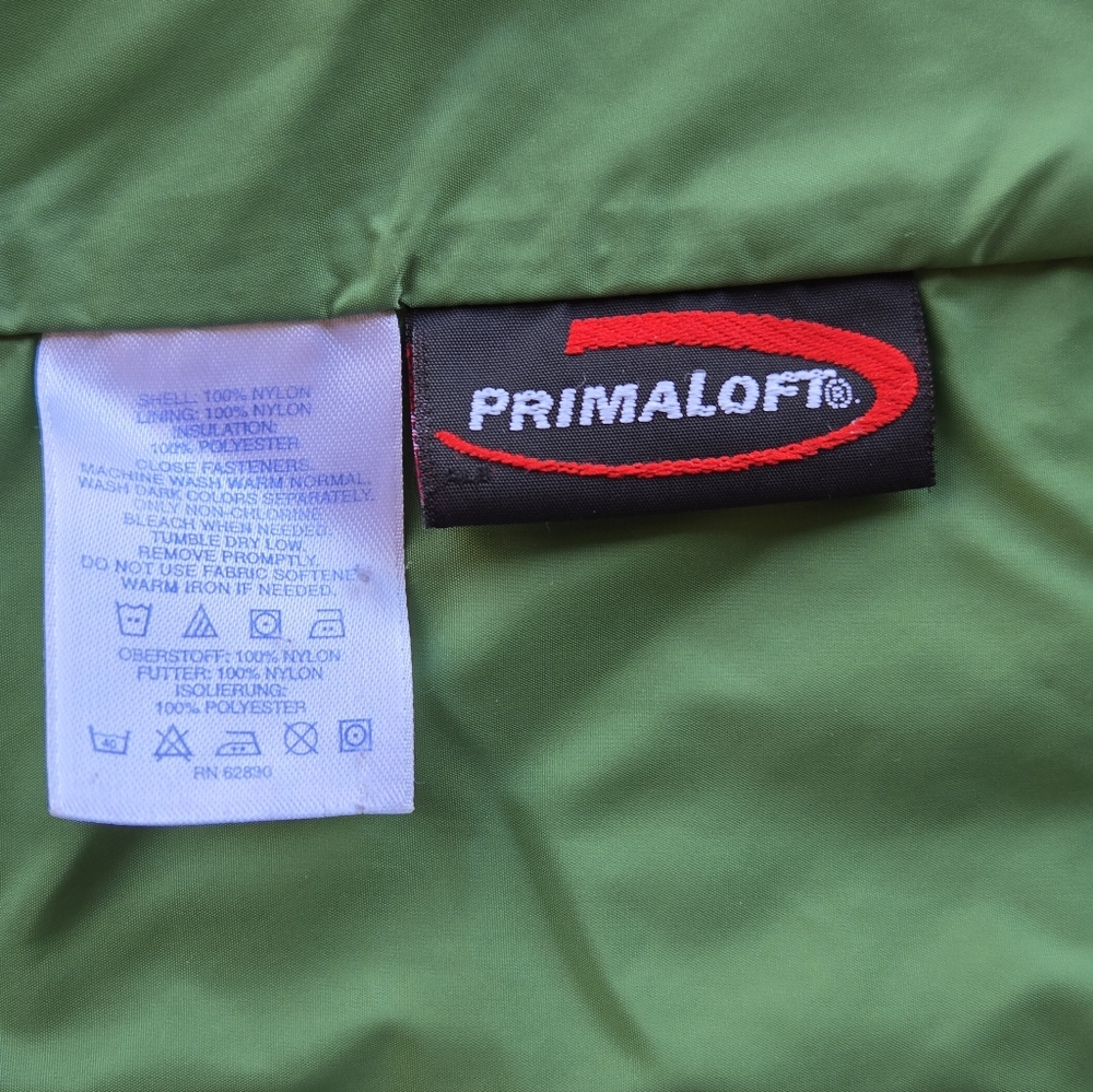 Lands' End  Blue Quilted PrimaLoft Jacket with Green Lining Med. - Picture 7 of 8